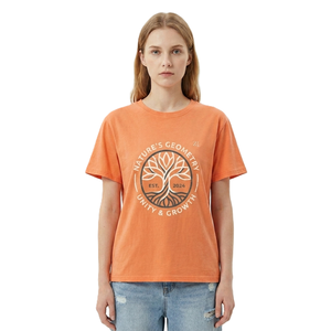 Customized Graphic Orange Women's Shirts Tree Print 100% Combed Cotton Short Sleeve O-Neck Loose Fit Summer Tees Female <b>Tops</b> - Product Image 1