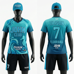 Tenue de Floorball pour Femme 180 GSM en Maille Polyester Respirante Crème Bleu Marine Rouge avec Panneaux Latéraux et Logo Personnalisé par Sublimation - Product Image 5