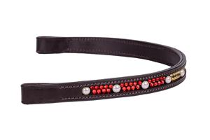 Banda Frontal para Caballo de Cuero Hecha a Mano en India, con Cristales Multicolores y Diamantes, Disponible en Todos los Tamaños - Product Image 4