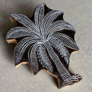 Bloc de bois de palmier sculpté à la main pour tampon |   Tissu indien en bloc, papier, estampage à la main sur la paume - Product Image 1