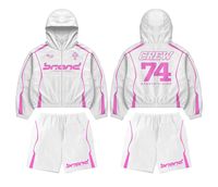 Ensemble de survêtement sportif pour homme de qualité supérieure, veste coupe-vent à capuche et short de jogging, couleurs personnalisées, tricoté, séchage rapide, vêtements de sport d'été