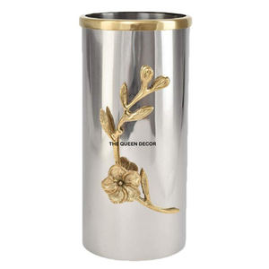 Jarrón de Vidrio Moderno para Hogar, Hotel, Restaurante, Jarrón Decorativo Elegante, Forma Cilíndrica, Jarrón de Alta Calidad en Color Dorado y Transparente - Product Image 4