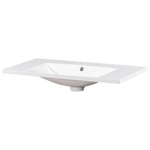Lavabo singolo da appoggio per bagno in resina con 3 fori per rubinetti - Senza rubinetto o scarico inclusi - Product Image 4