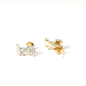 Pendientes de Diamantes Cultivados en Laboratorio Modernos, Diseño Geométrico, Oro Minimalista, Joyería Fina, Regalo para Novia - Product Image 3
