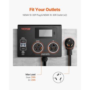 Presa di Distribuzione Elettrica Intelligente NEMA 10-30 con Indicatore LED a 3 Colori, 240V per Asciugatrice ed EV, Due Uscite NEMA 10-30 - Product Image 4