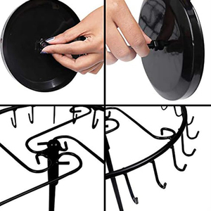 <b>Rotating</b> Necklace Holder Jewelry Organizer <b>Display</b> <b>Stand</b> 14-Inch with 23 Hooks Black Jewelry <b>Stand</b> Wuth Round Base - Product Image 6