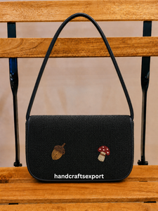 Bolso de hombro con cuentas hecho a mano con hojas de otoño, bellotas, mariposas y caracoles, estilo vintage para mujer - Product Image 2