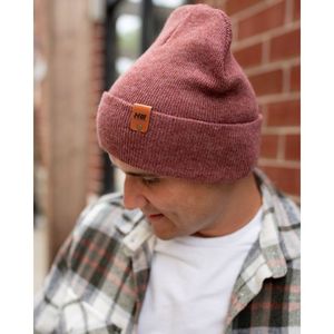 Set Tradizionale di Sciarpa, Cappello e Guanti in Tessuto Rustico Bordeaux con Polsini - Product Image 3