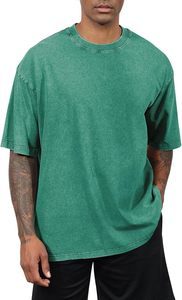 เสื้อยืดผู้ชายทรงโอเวอร์ไซส์ผ้าคอตตอนหวี 180 กรัม แบบสั่งทำพิเศษ (OEM) สีพื้น ย้อมสีแบบ Garment Dyed เป็นมิตรต่อสิ่งแวดล้อม พร้อมสกรีนลาย - Product Image 5