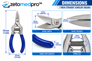 Tijeras Rectas para Joyería de 7 Pulgadas, con Resorte, de Acero Inoxidable, Cortador de Alambre, Cortador de Chapa Metálica, Empuñadura de PVC, ZETOMEDPRO - Product Image 4