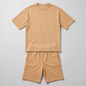 Wholesale Summer Men's Casual Shorts <b>Set</b> Plain Color Solid 100% Cotton Jersey Quick Dry Knitted Pocket Customized Logo <b>Twin</b> <b>Set</b> - Product Image 2