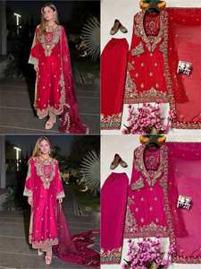 Conjunto de Kurti y Pantalón que Realza la Belleza, Conjunto de Kurti, Blusa, Pantalón y Dupatta Recién Lanzado para Festivales Culturales y Eventos de Boda al por Mayor - Product Image 2