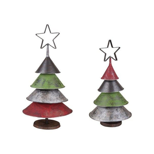 Modern Metal <b>Christmas</b> <b>Tree</b> Tabletop Decor Aluminum Pine Shape Small Size Indoor Durable Star <b>Top</b> Wooden Base - Product Image 5