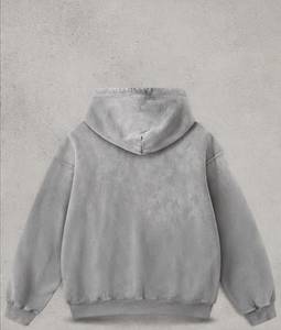เสื้อฮู้ดโอเวอร์ไซส์ผู้ชาย สีเขียวล้วน ผ้าเฟรนช์เทอร์รี่ สวมใส่สบายๆ ในฤดูใบไม้ร่วง ทรงปกติ ผ้าถัก - Product Image 3