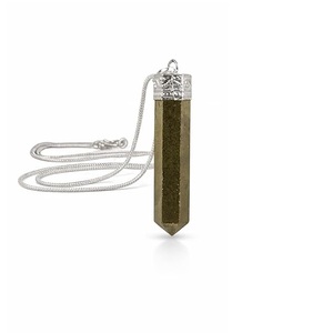 Pendentif en pyrite de haute qualité, style classique, pointe de cristal de quartz, collier en pierres précieuses, vente en gros pour la guérison - Product Image 1
