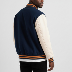 Chaqueta Varsity de Hombre de Dos Tonos, Calidad Premium, Lona Impermeable, Cierre de Botones, Estilo Urbano, Cuerpo de Lana, Chaqueta de Béisbol para Invierno - Product Image 3