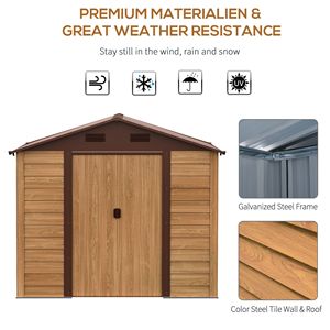 Casetta da Giardino in Metallo Marrone per Arredi da Esterno 7.7x6.4 ft, 2 Porte, 4 Prese d'Aria, Facile Montaggio - Product Image 5