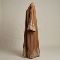 Abaya à manches brodées personnalisées pour femmes, nouvelle arrivée, style arabe de Dubaï, robe musulmane à manches longues pour femmes
