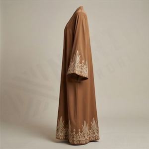 Abaya à manches brodées personnalisées pour femmes, nouvelle arrivée, style arabe de Dubaï, robe musulmane à manches longues pour femmes - Product Image 3