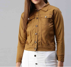 Chaqueta vaquera corta para mujer, color azul sólido, nueva llegada, tela de algodón de alta calidad, con botones. - Product Image 6