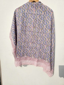 Paréo en coton imprimé à la main, motif cachemire rose et bleu, léger, pour femme, vente en gros - Product Image 3