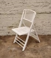 Chaise en teck et bambou légère, style rustique, pieds coniques, pour sol dur, jardin, restaurant, salon, gain de place