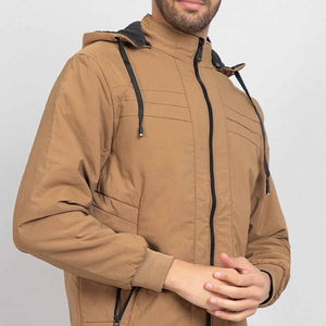 Veste softshell à capuche pour homme, tissu en toile, col montant, logo sur le devant, séchage rapide, respirante, résistante au vent, doublure chaude - Product Image 5