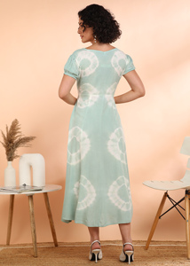 Robe évasée trapèze en rayonne tie & dye pour femme, séchage rapide, idéale pour l'été, les fêtes, le style de vie moderne et le quotidien, meilleur prix, en stock - Product Image 5