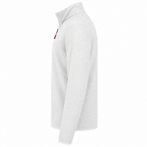 Sudadera polar unisex blanca personalizada con media cremallera, deportiva, anti-bolitas, transpirable, cálida, de manga larga, para venta al por mayor y estampado. - Product Image 3