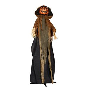 Decorazioni di Halloween a grandezza naturale da 1,77 m: Animatronici di zucca e fantasma per esterni con effetti sonori spaventosi per decorazioni per feste - Product Image 3