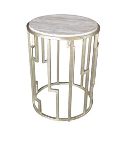 Mesa Auxiliar Redonda con Tapa de Mármol para Sofá, Dormitorio, Sala de Estar, Mueble Redondo Antiguo Moderno - Product Image 2