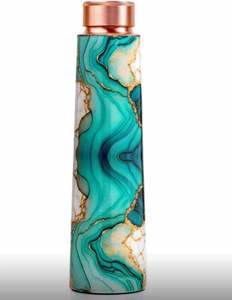 Ocean Marble Print Copper Water <b>Bottle</b> Flowing Stone Pattern Reusable Metal Drink <b>Flask</b> Leakproof Daily Hydration <b>Bottle</b> - Product Image 6