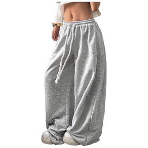 Men's Mid Wide Leg Baggy <b>Trousers</b> Soft Worsted Fabric Polyester/Cotton <b>Elastic</b> Sporty Breathable Eco-Friendly Lightweight - Product Image 2