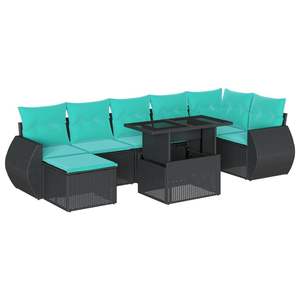 Juego de sofás para patio de 8 piezas con cojines de ratán sintético negro modelo D0100XFYHRX - Product Image 2