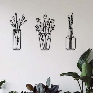 Ensemble de 3 vases décoratifs en métal faits à la main, sculpture de branches florales pour la décoration intérieure de la maison, de l'hôtel et de la table - Product Image 3