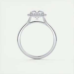 Anillo de compromiso con halo de diamantes cultivados en laboratorio de 2.10 quilates, talla cojín, hecho a mano, con halo oculto de engaste francés en oro blanco de 14k. - Product Image 3
