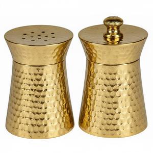 Saleros y pimenteros de cerámica dorada de lujo moderno, elegantes recipientes con acabado martillado para decoración de cocina y mesa de comedor. - Product Image 2