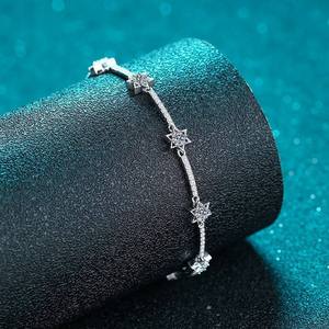 AMBER JEWELS สร้อยข้อมือโซ่รูปดาวชุบเงินพร้อมหินธรรมชาติของขวัญเครื่องประดับฮิปฮอปงานแต่งงานสุดโรแมนติกสำหรับทั้งชายและหญิง - Product Image 5