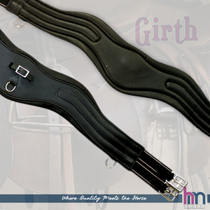 Sangle anatomique en cuir souple double couche élastique avec fixation SS, taille 38-42 pouces, emballage individuel HM GLOBAL Horse - Product Image 3
