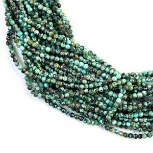 Cuentas Redondas Microfacetadas de Turquesa Africana Verde AAA de 2MM, Cuentas Sueltas de Piedras Preciosas Facetadas, Cuentas de Turquesa Africana para Joyería - Product Image 5