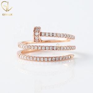 14K Rose Gold Moissanite Spiral Nail <b>Ring</b>, Round Cut Diamond <b>Open</b> Spiral Wrap <b>Ring</b>, Luxury Engagement <b>Ring</b> for Women - Product Image 4