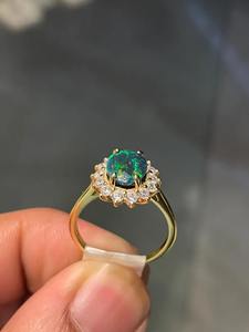 Anillo de compromiso vintage con halo de ópalo, chapado en oro de 14k, plata de ley con engaste de púas, ópalo Welo negro etíope natural, tercera parte. - Product Image 4