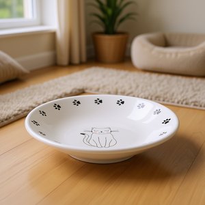 Comedero y Bebedero de Cerámica Blanca para Mascotas de 15 cm para Razas de Focaíla Corta - Product Image 3