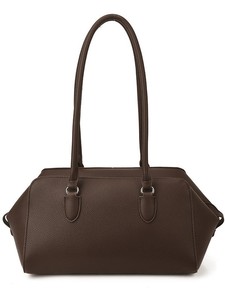 Sac à main pour femme en cuir véritable marron, poignée souple, design structuré - Product Image 1