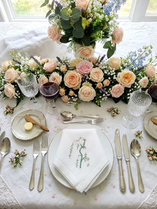 Custom Wholesale Square <b>Cloth</b> Napkin Full Sizes Embroidered Pretty Flower Stone Washing Hemstitch <b>Linen</b> Reusable Home Wedding - Product Image 3