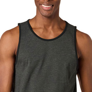 Oem Service Men's Tank Top Knitted Breathable Lightweight Customized Printing Polyester Cotton Gym Workout Yoga Fitness - Product Image 6