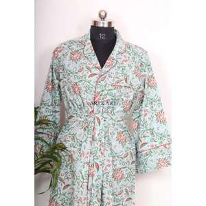 Chemise Kimono Longue Bohème Indienne pour Femme – Vêtement de Nuit Élégant en Coton avec Ceinture à Nouer et Boutons Décoratifs – Coupe Ample et Confortable - Product Image 4