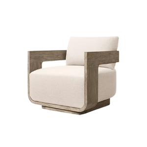 Outdoor <b>Teak</b> Lounge <b>Chair</b> Upholstered Accent Armchair Modern Patio Seating - Product Image 1