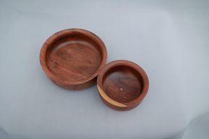 Ensemble de 2 bols à nourriture, petit et grand format, en bois d'acacia, réutilisables, lavables au lave-vaisselle, bols à fruits et salades, ensembles cadeaux - Product Image 2