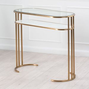 Console de bureau décorative contemporaine en métal avec plateau en verre, meuble durable pour l'aménagement moderne des salons d'appartements - Product Image 2